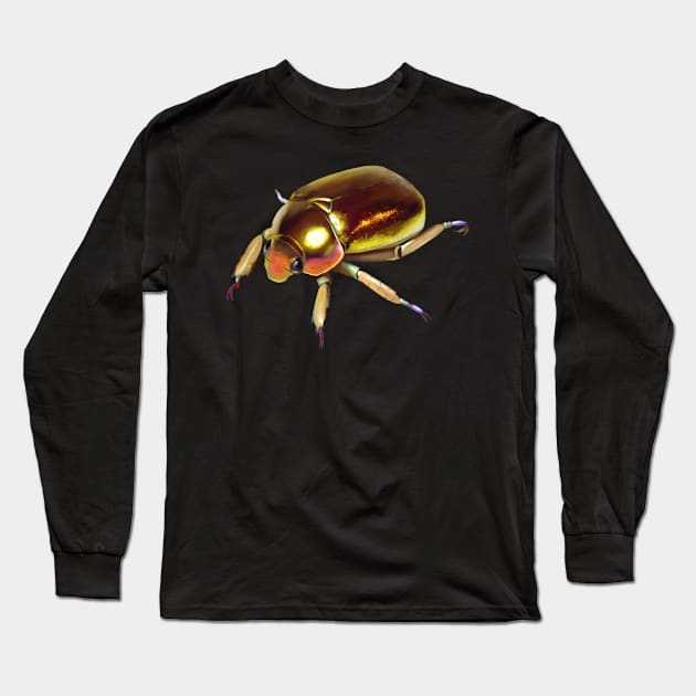 Golden Scarab Beetle Long Sleeve T-Shirt by starryseasart